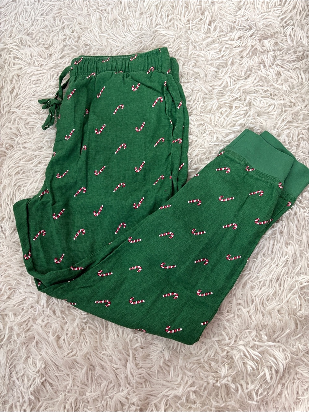 Sonoma Men’s Green Flannel Pajama Pants with Candy Cane Accent